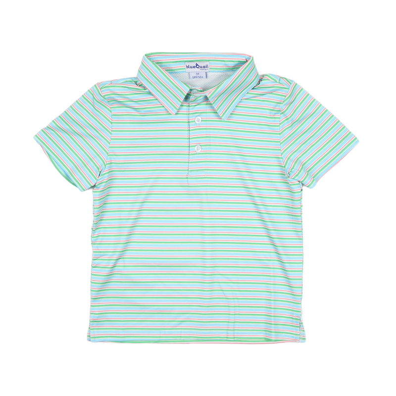 BlueQuail Sherbet Stripe Polo Short Sleeve Shirt
