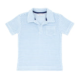 Minnow Boys Powder Blue Stripe French Terry Polo Shirt