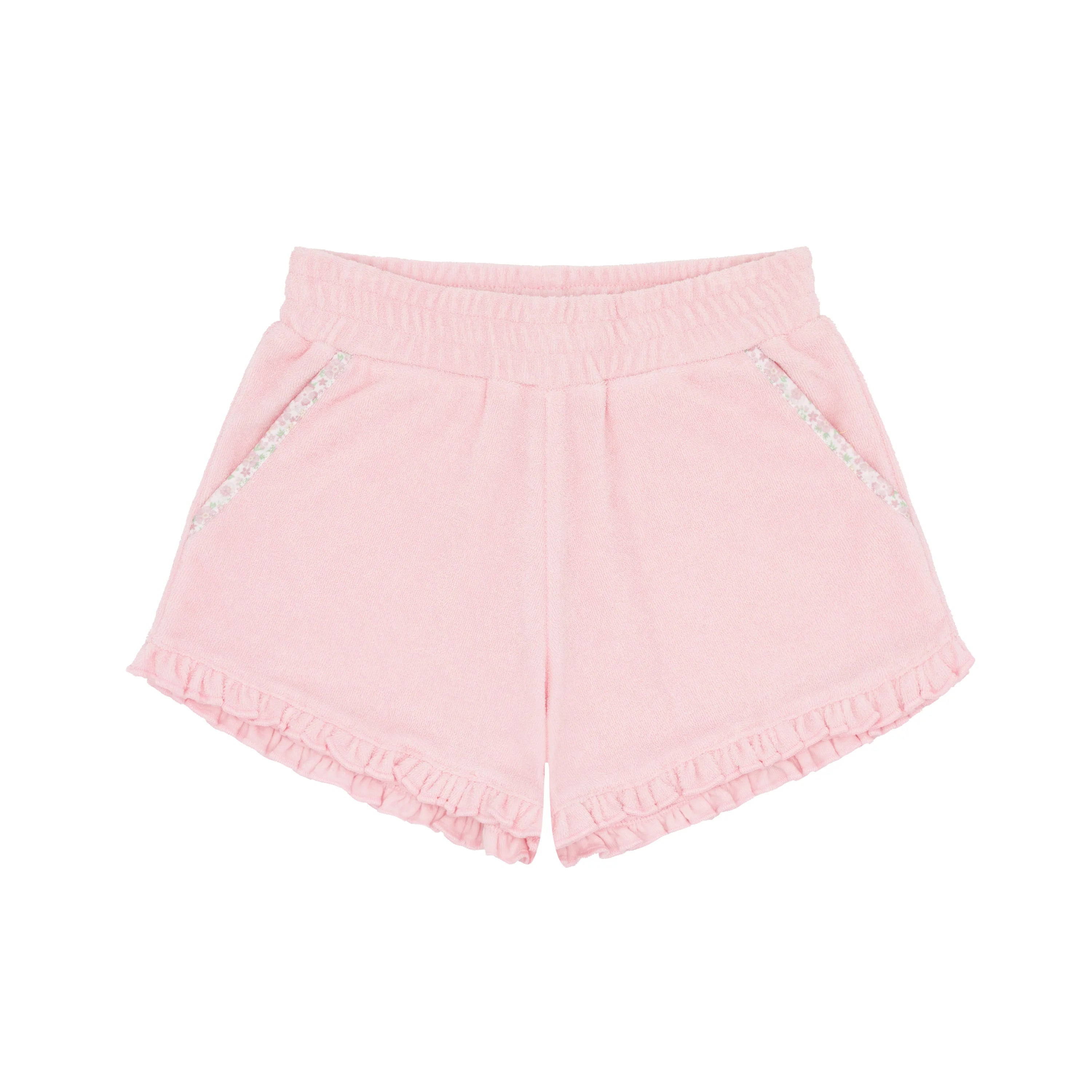 Minnow Pink Ruffle French Terry Shorts