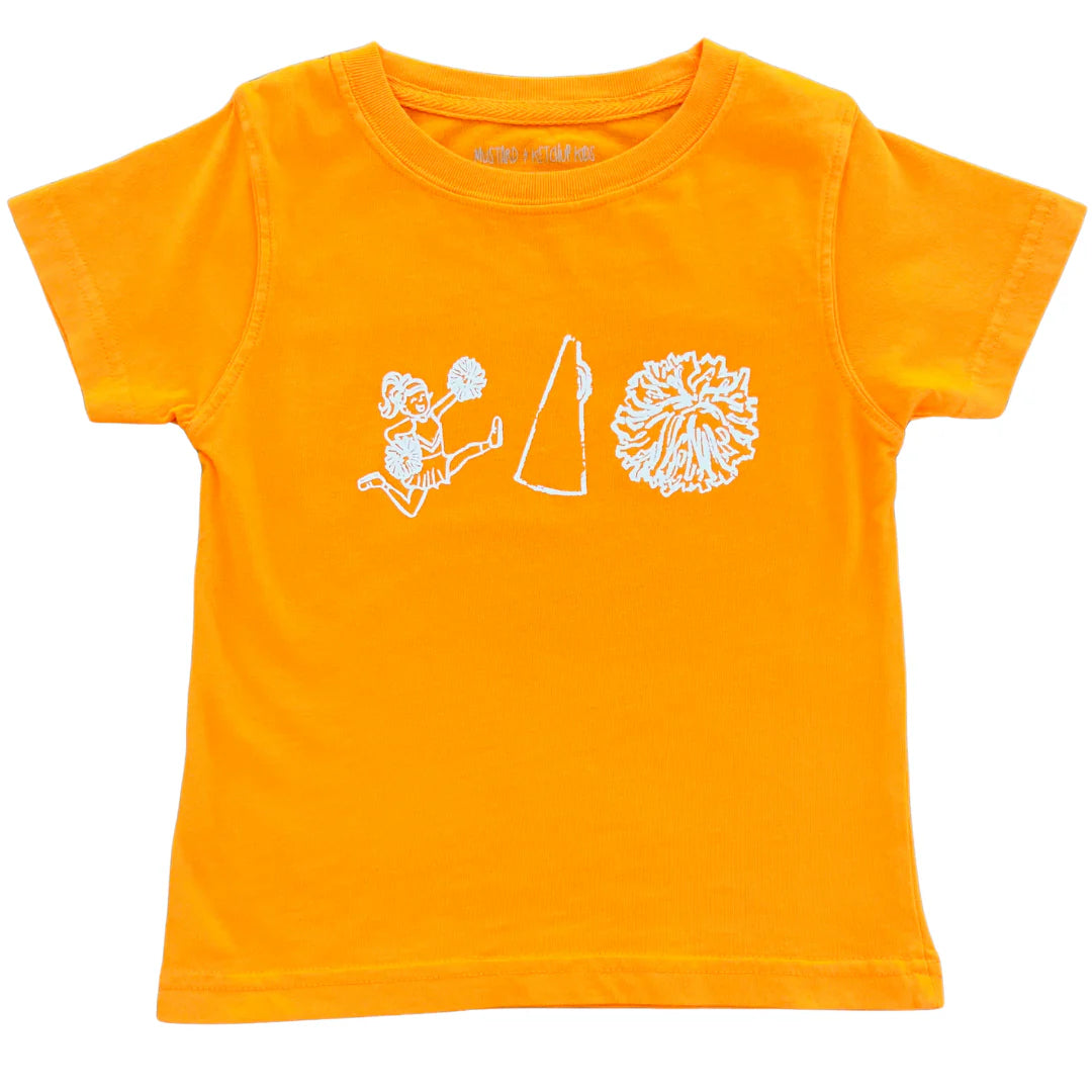 Mustard & Ketchup Kids Short Sleeve Orange and White Cheer Trio T-Shirt