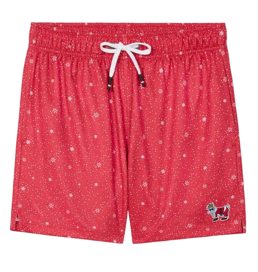 GOAT USA Snowflake and Santa Mesh Shorts- Red