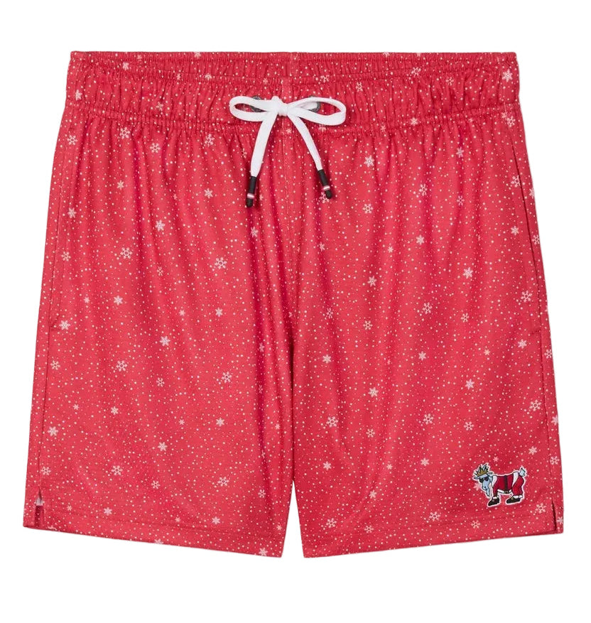 GOAT USA Snowflake and Santa Mesh Shorts- Red