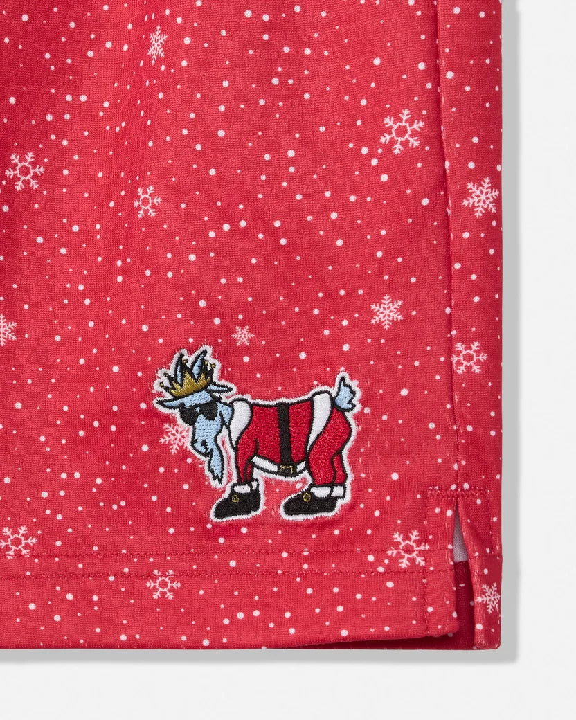 GOAT USA Snowflake and Santa Mesh Shorts- Red