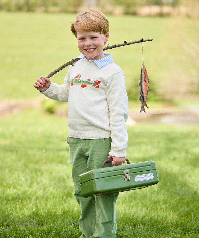 Little English Intarsia Sweater- Brook Trout