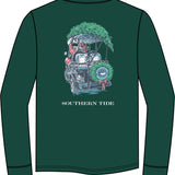 Southern Tide Santa Club Car Tee- Salt Meadow