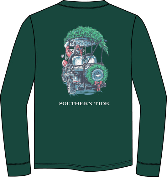 Southern Tide Santa Club Car Tee- Salt Meadow