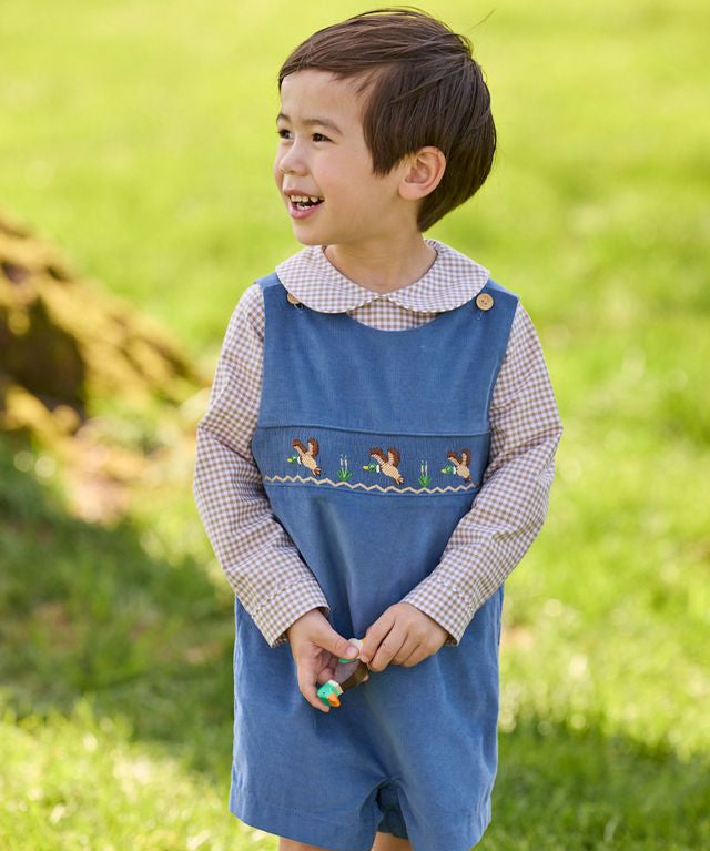 Peter Pan Shirt - Khaki Gingham