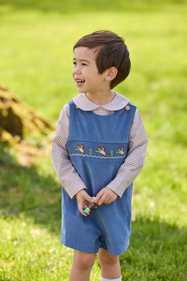 Peter Pan Shirt - Khaki Gingham