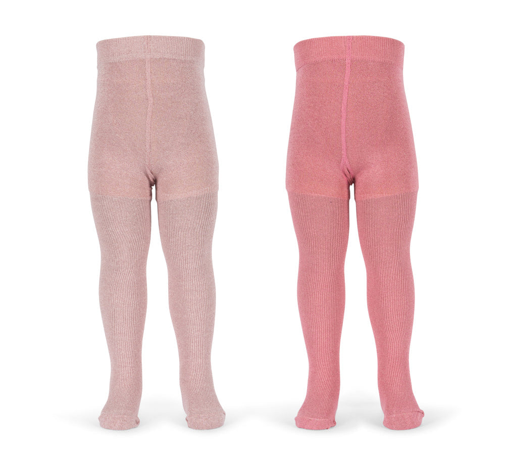 Konges Slojd 2 Pack Glitter Rib Tights- Rose Mix