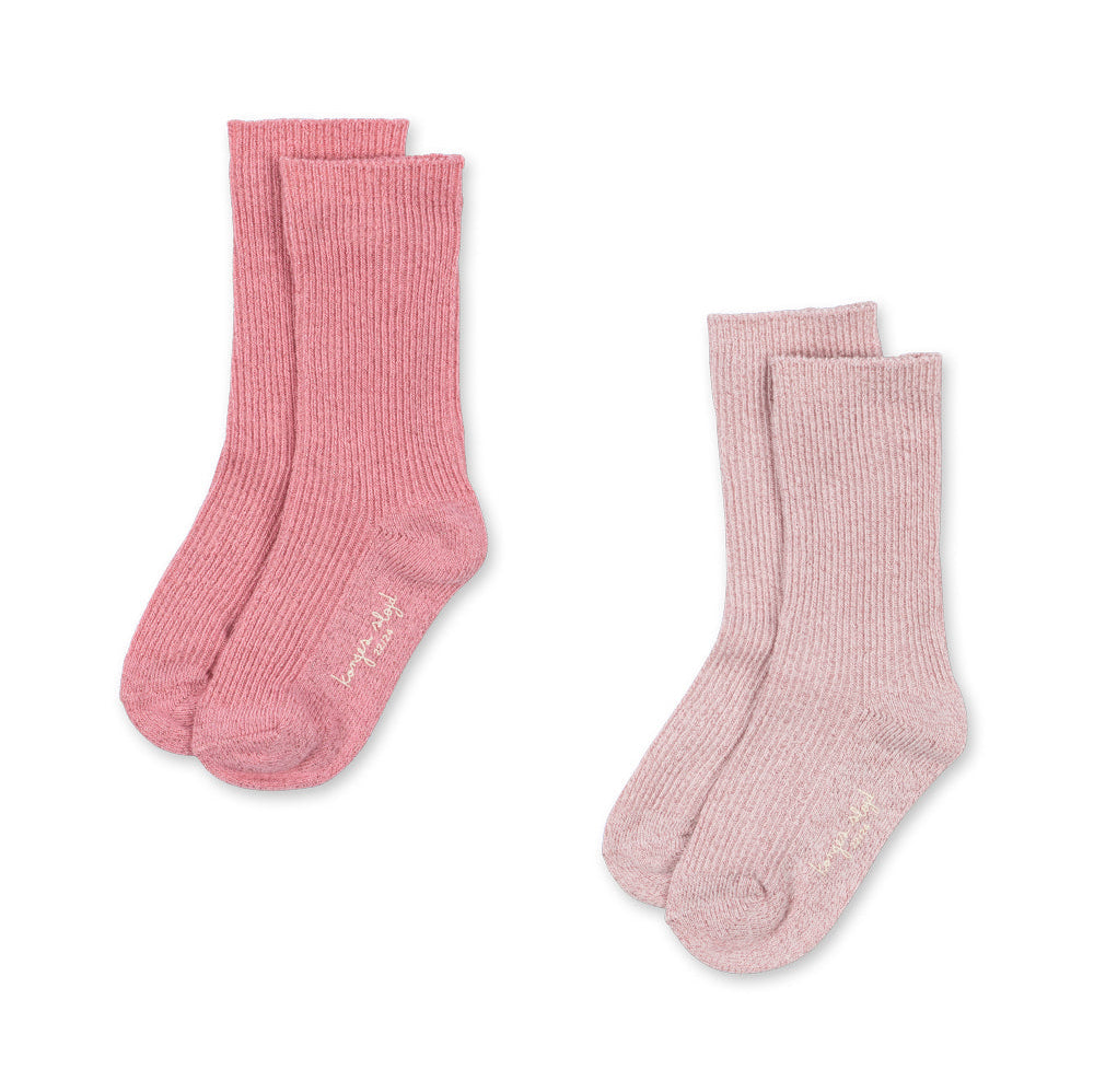 Konges Slojd 2 Pack Rib Glitter Socks- Rose Mix