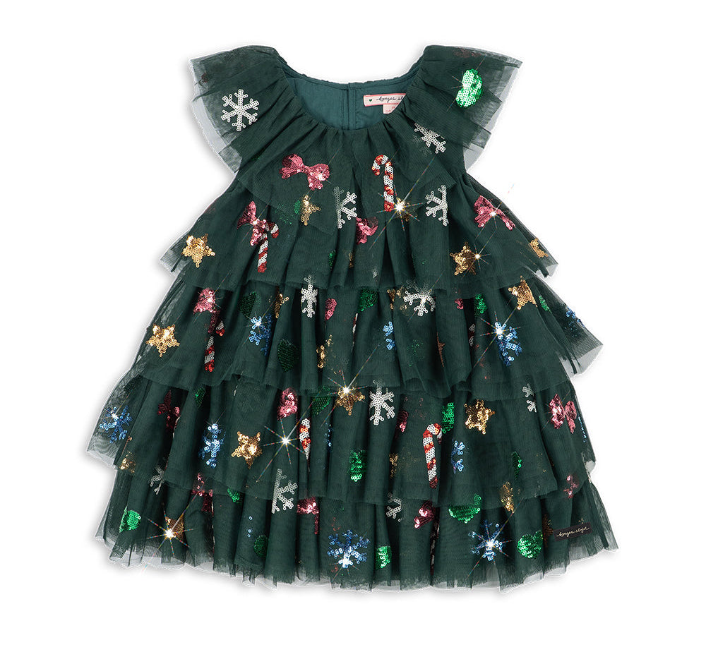 Konges Slojd Yvonne Christmas Dress- Hunter Green