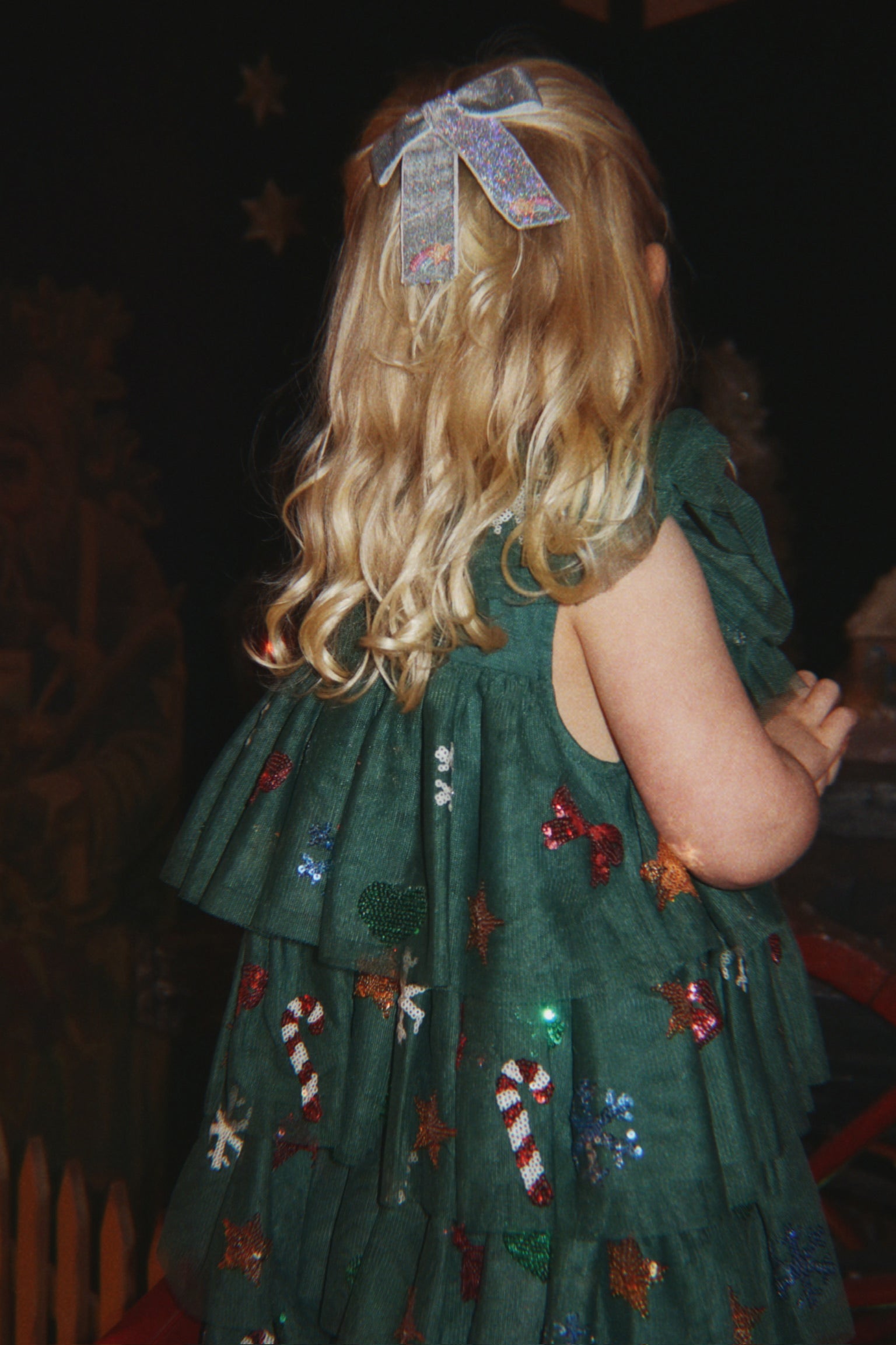 Konges Slojd Yvonne Christmas Dress- Hunter Green