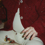 Konges Slojd Holiday Cardigan- Red Dahlia