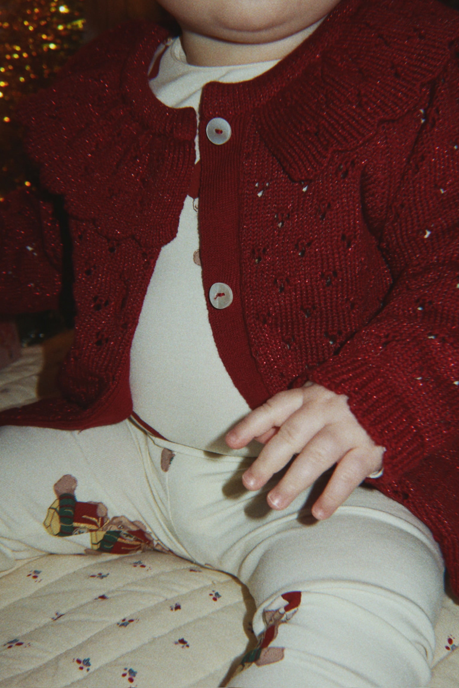 Konges Slojd Holiday Cardigan- Red Dahlia
