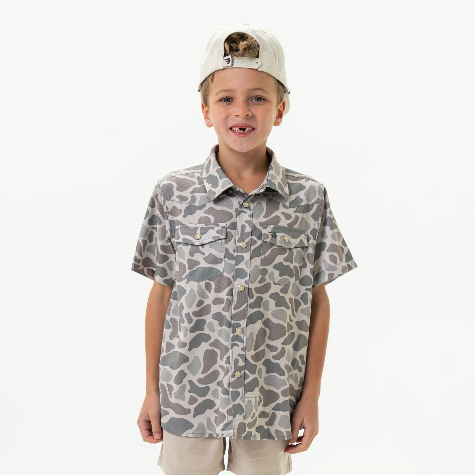 Burlebo Youth Performance Western Shirt - Classic Deer Camo