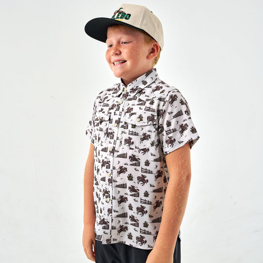 Burlebo Youth Performance Western Shirt - Cowboy Country