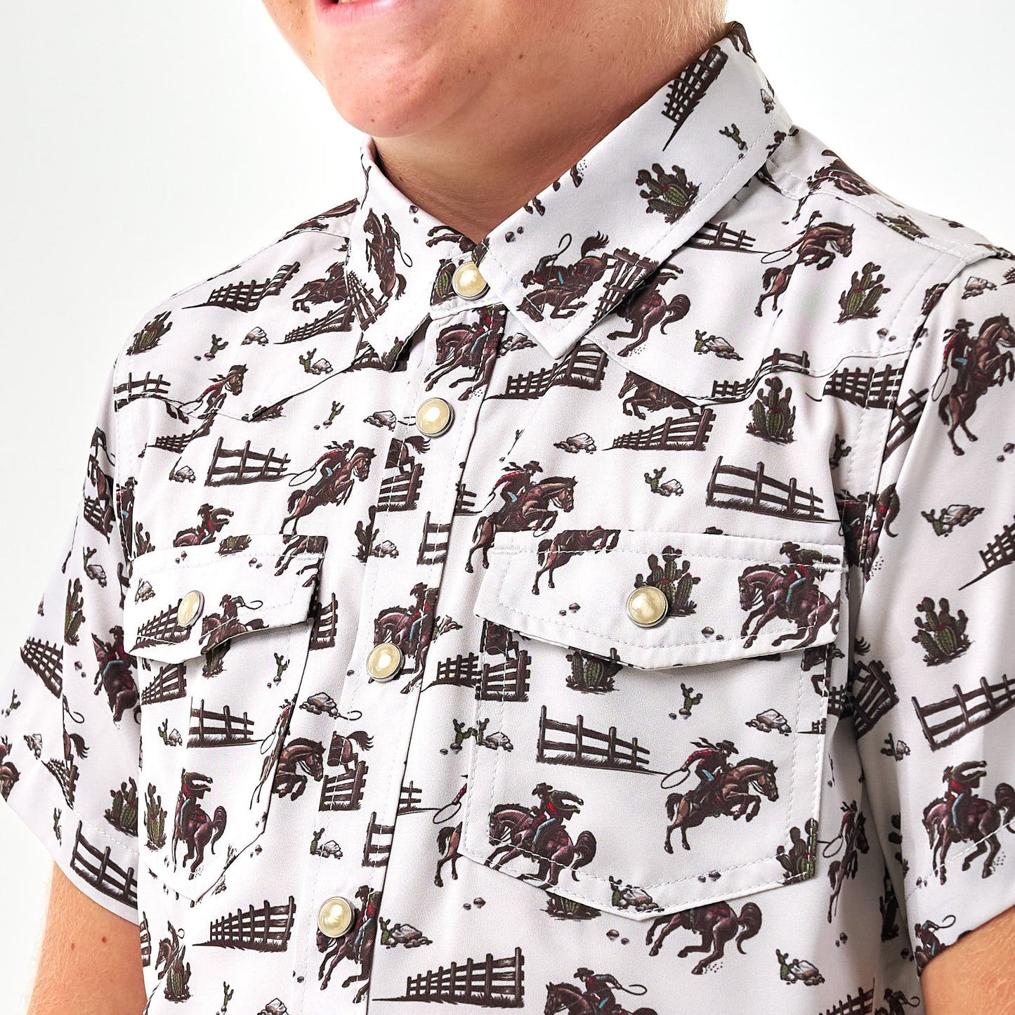 Burlebo Youth Performance Western Shirt - Cowboy Country
