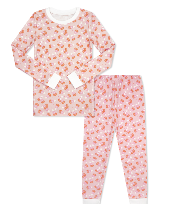 Lullaby Set Sweet Pea PJ Set - Candy Corn Kisses Pink