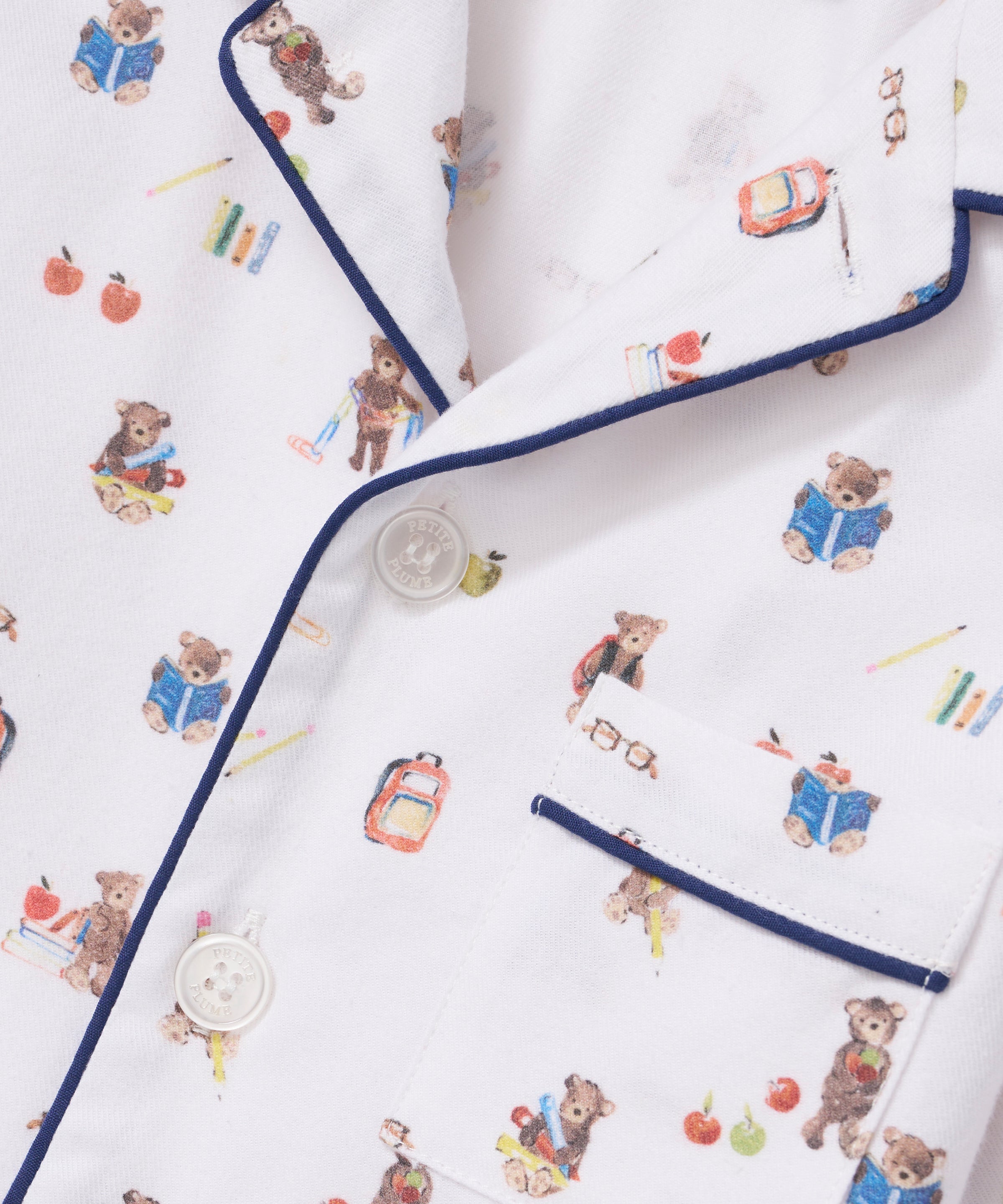 Petite Plume Teddy Goes To School Twill Children's Pajama Set