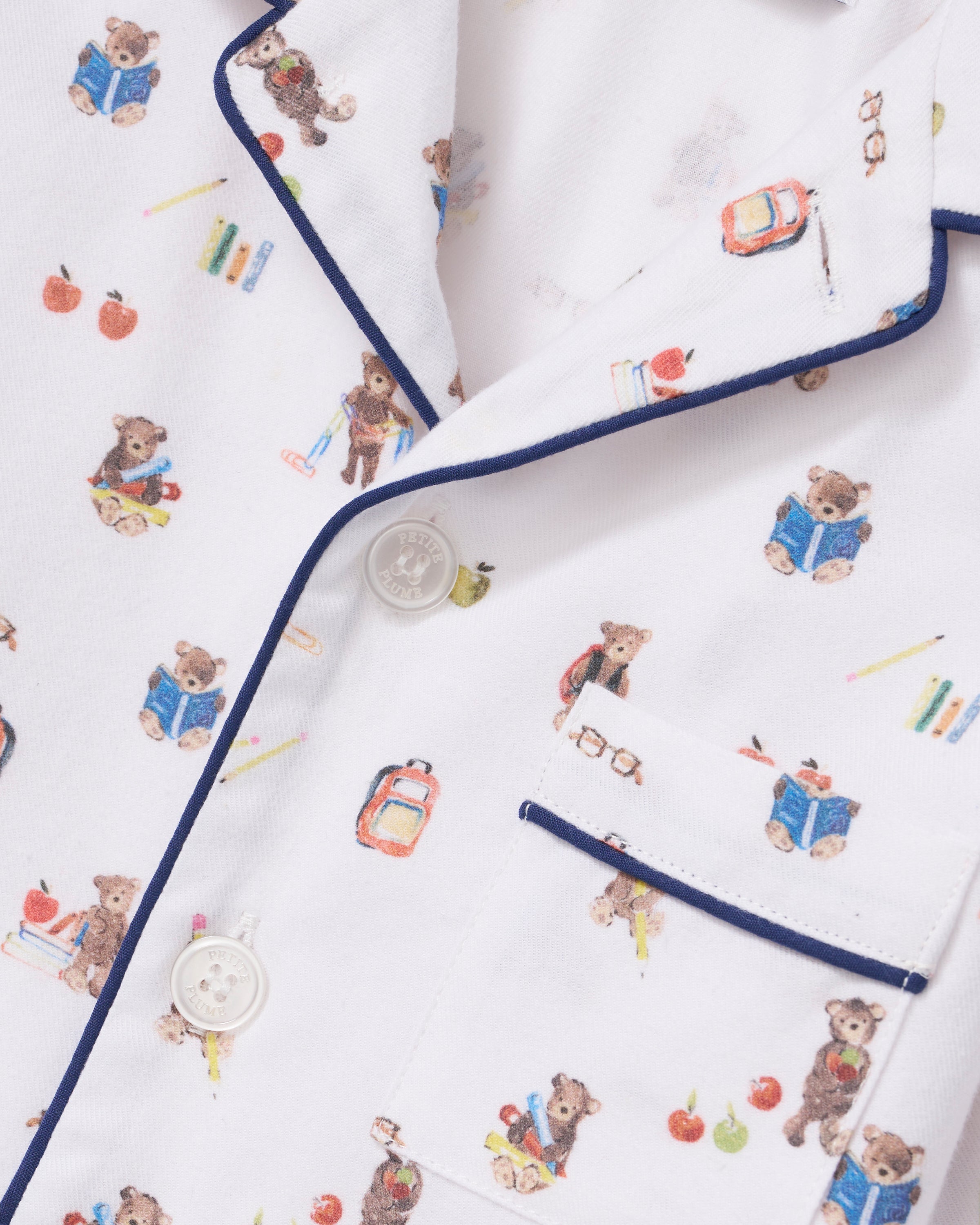 Petite Plume Teddy Goes To School Twill Children's Pajama Set