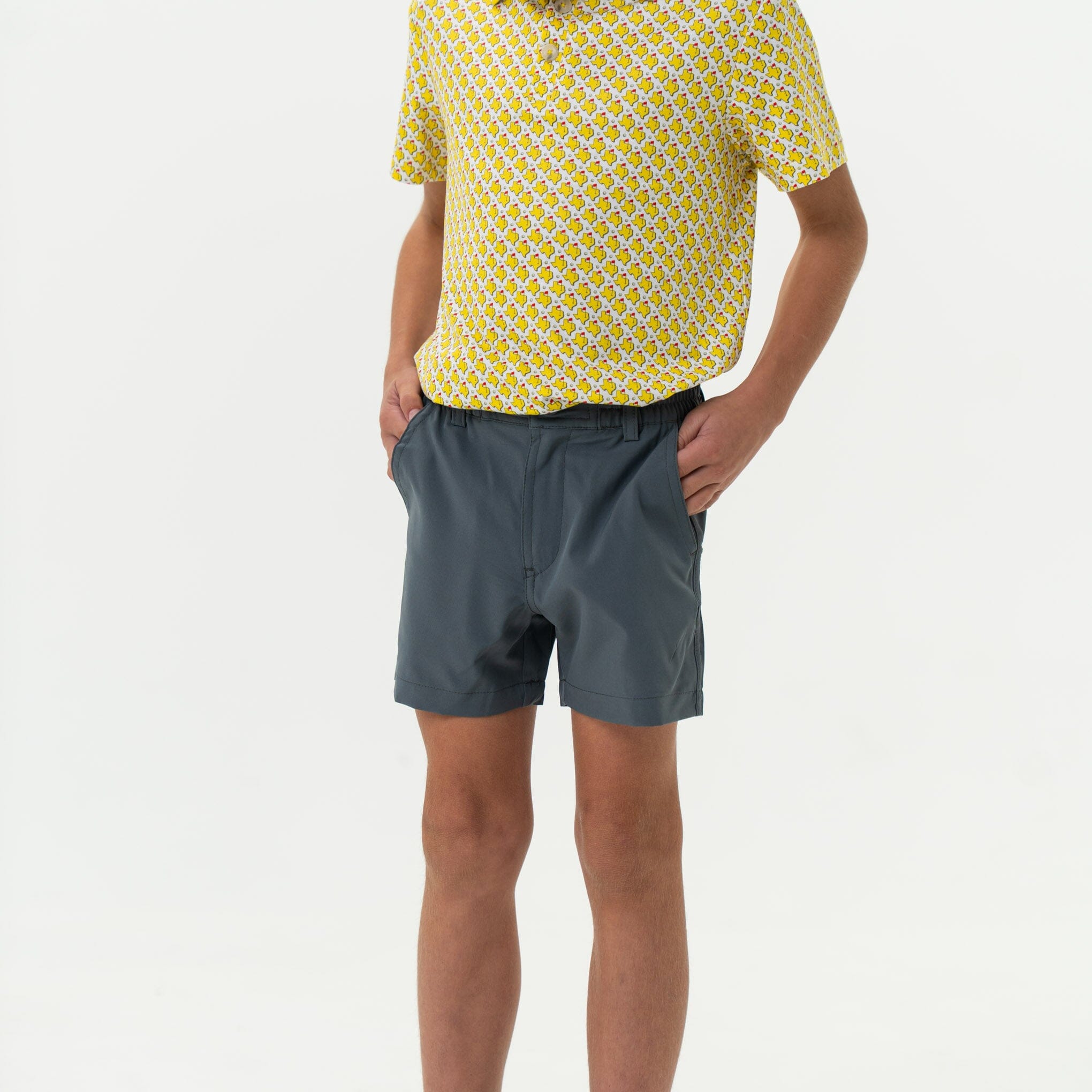 Burlebo Youth Everyday Short- River Rock Gray With Classic Deer Camo