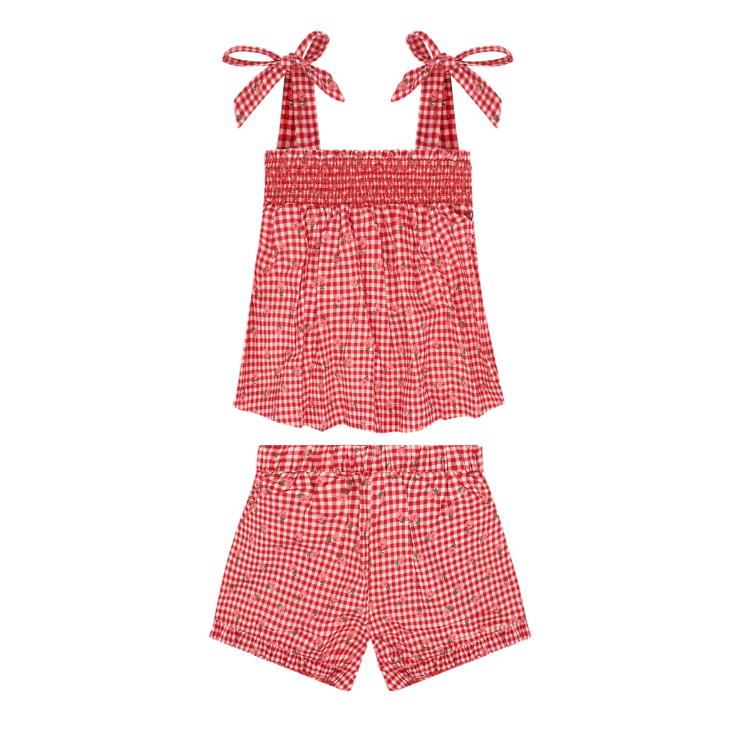 Minnow Red Gingham Smocked Short Set