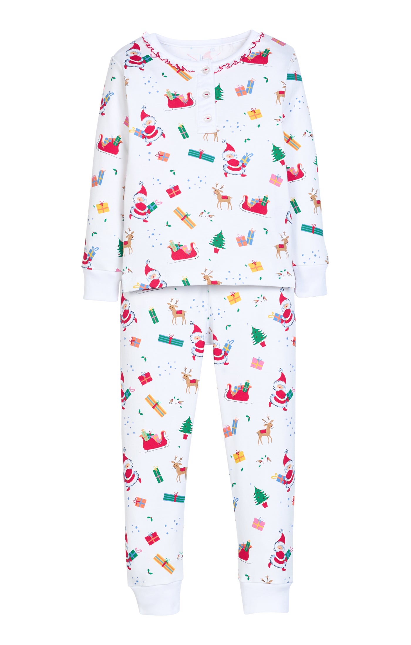 Little English Ruffled Printed Jammies - Vintage Christmas
