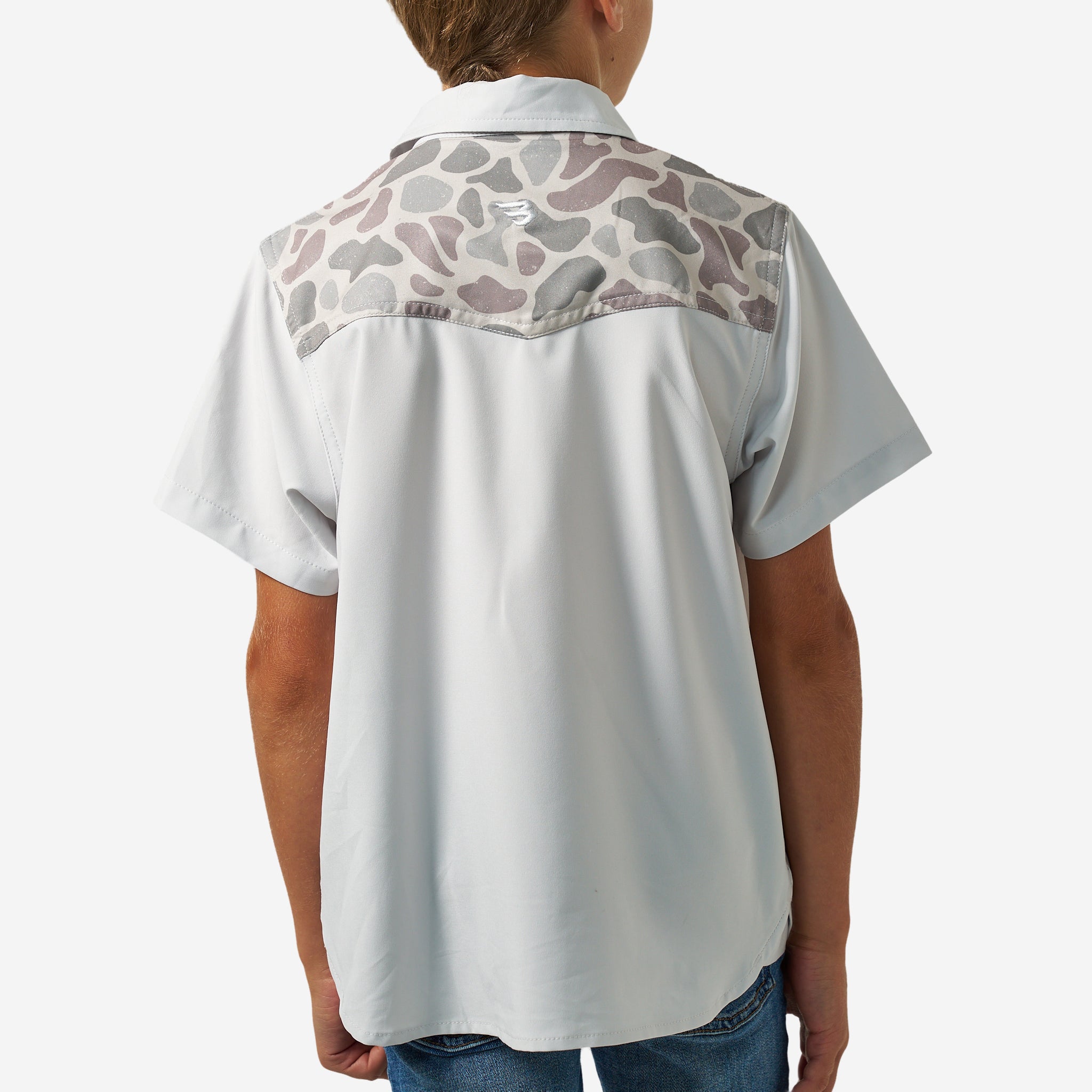 Burlebo Performance Western Shirt- Light Grey and Classic Deer Camo