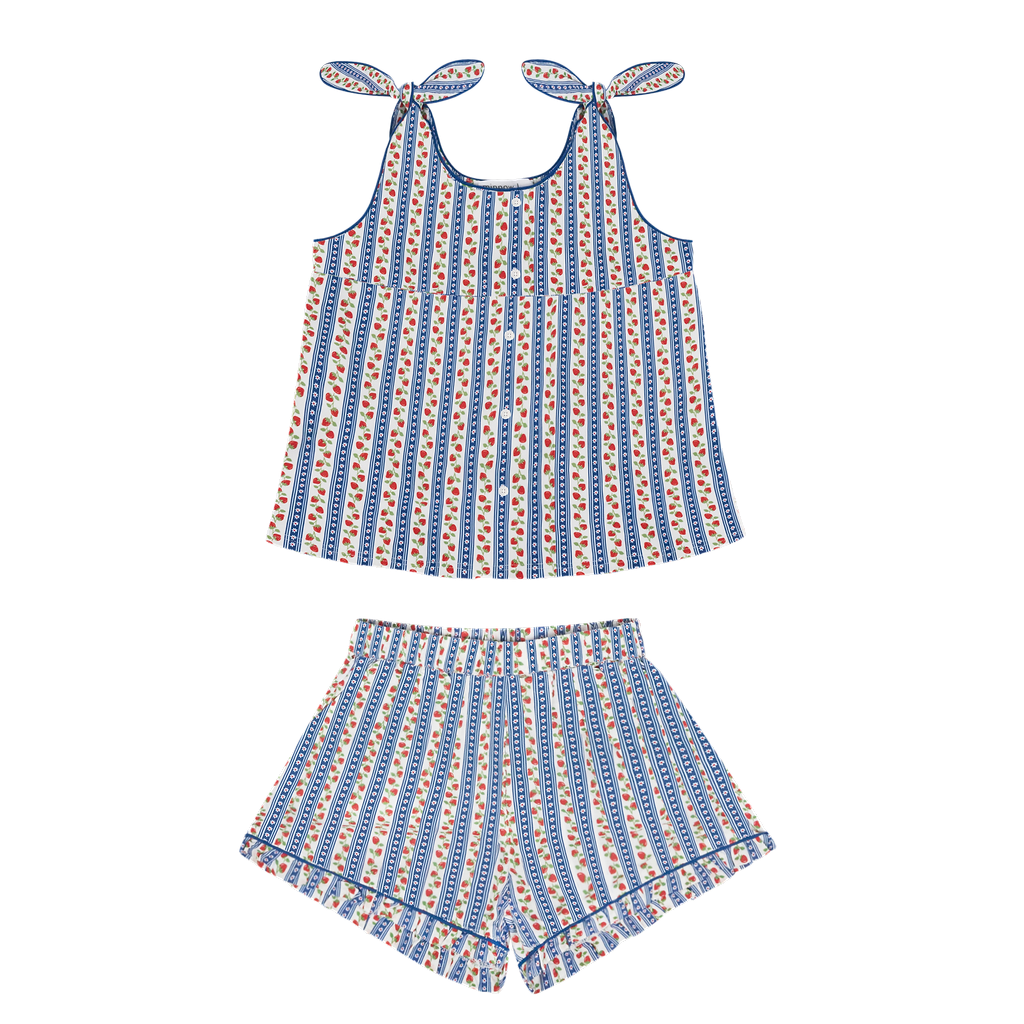 Minnow Strawberry Floral Tie Knot Short Set