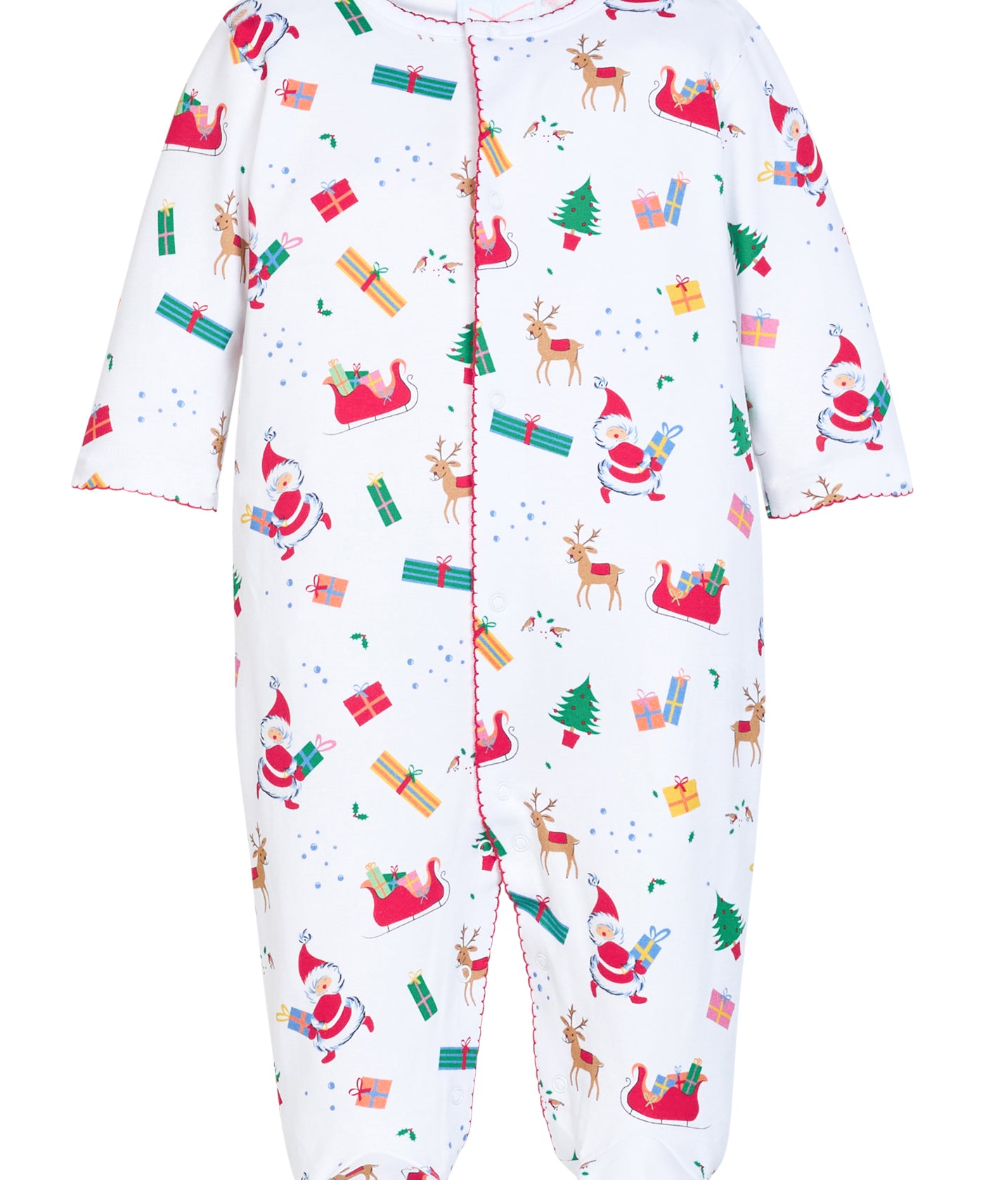 Little English Printed Footie- Vintage Christmas