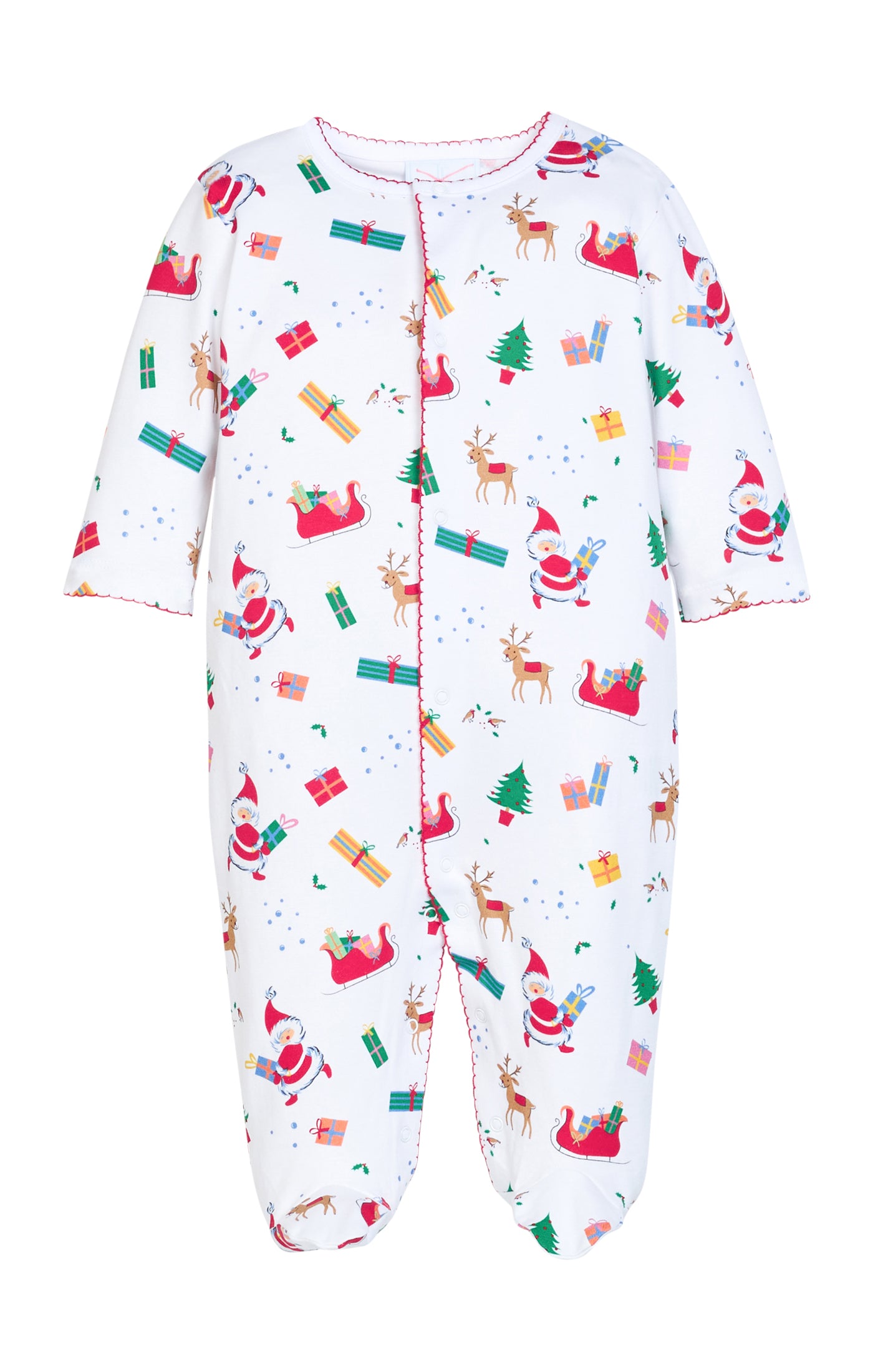 Little English Printed Footie- Vintage Christmas
