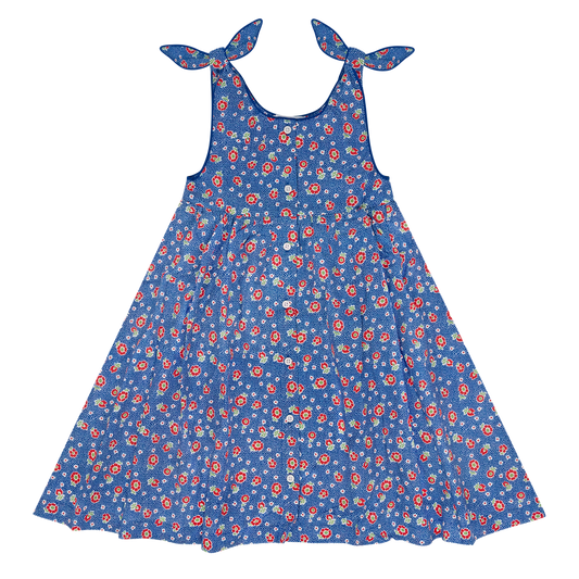 Minnow Navy Floral Tie Knot Button Front Dress