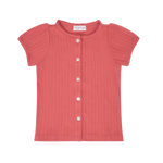 Minnow Red Pointelle Puff Sleeve Shirt
