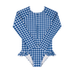 Minnow Navy Gingham Front Zip Rashguard One Piece