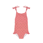 Minnow Floral Gingham Front Tie Strap Halter One Piece