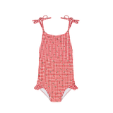 Minnow Floral Gingham Front Tie Strap Halter One Piece