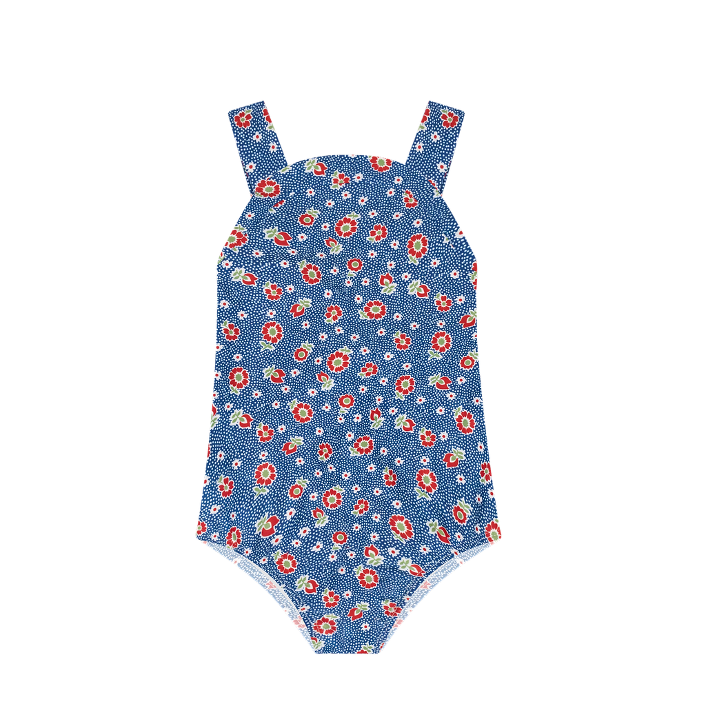 Minnow Navy Floral Bib One Piece