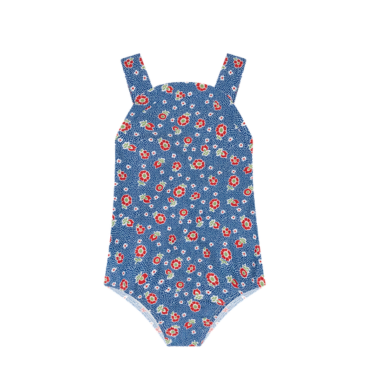 Minnow Navy Floral Bib One Piece