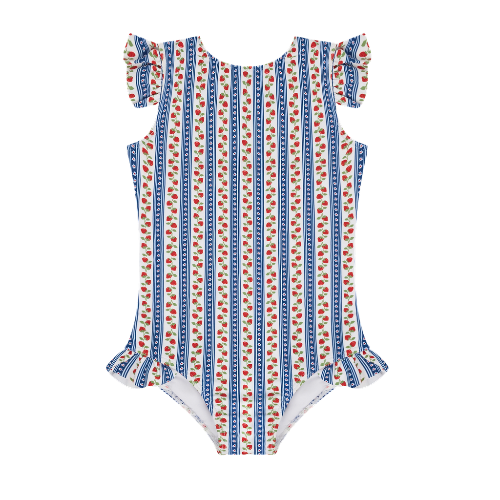 Minnow Strawberry Fields Ruffle Cap Sleeve Rashguard One Piece