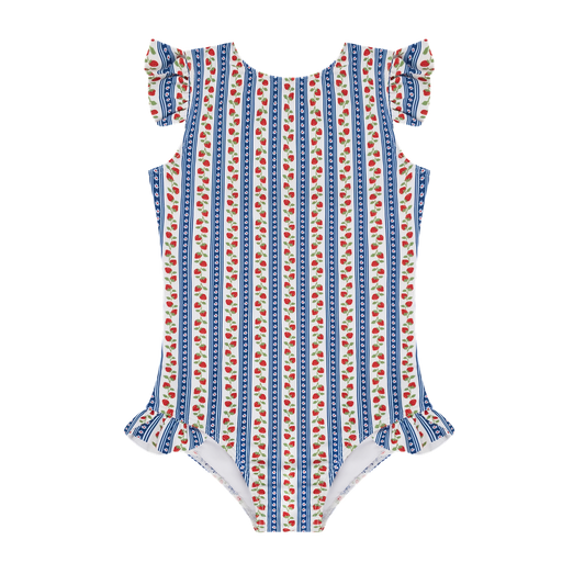 Minnow Strawberry Fields Ruffle Cap Sleeve Rashguard One Piece