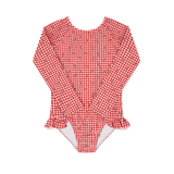 Minnow Floral Gingham Rashguard One Piece