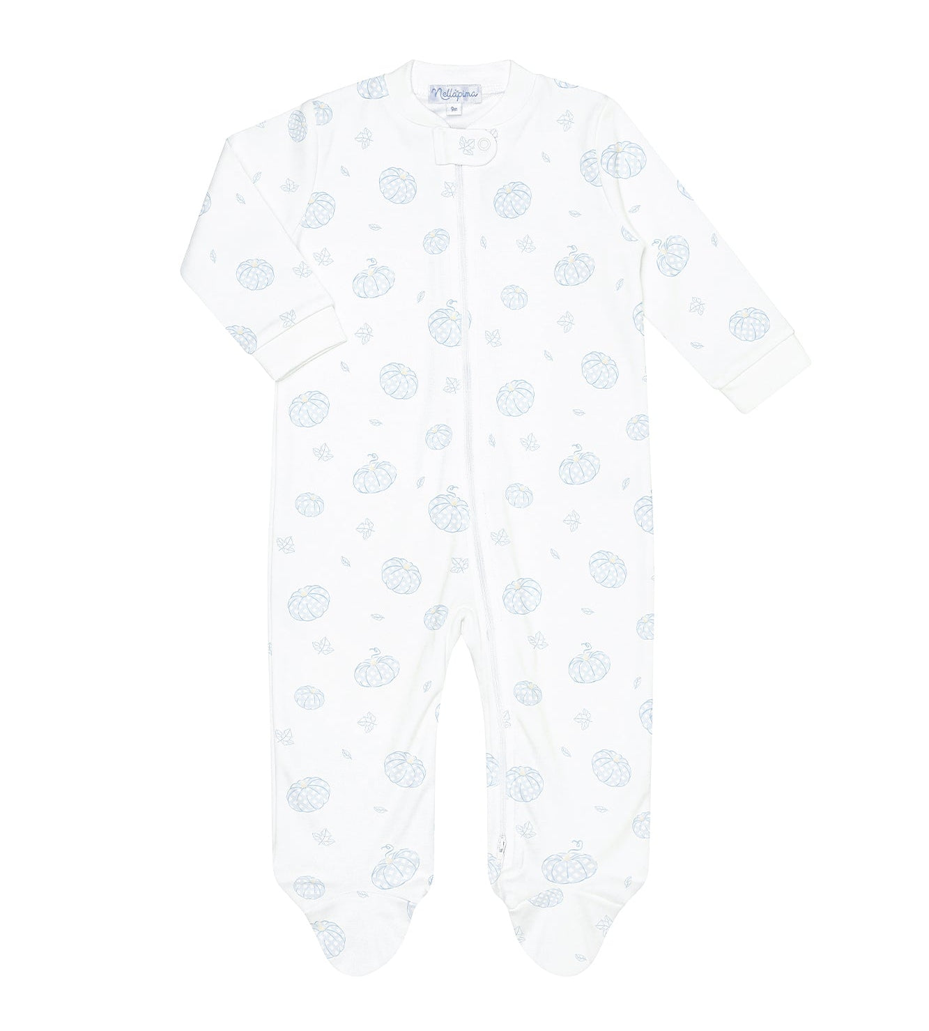 Nellapima Blue Pumpkin Patch Zipper Footie