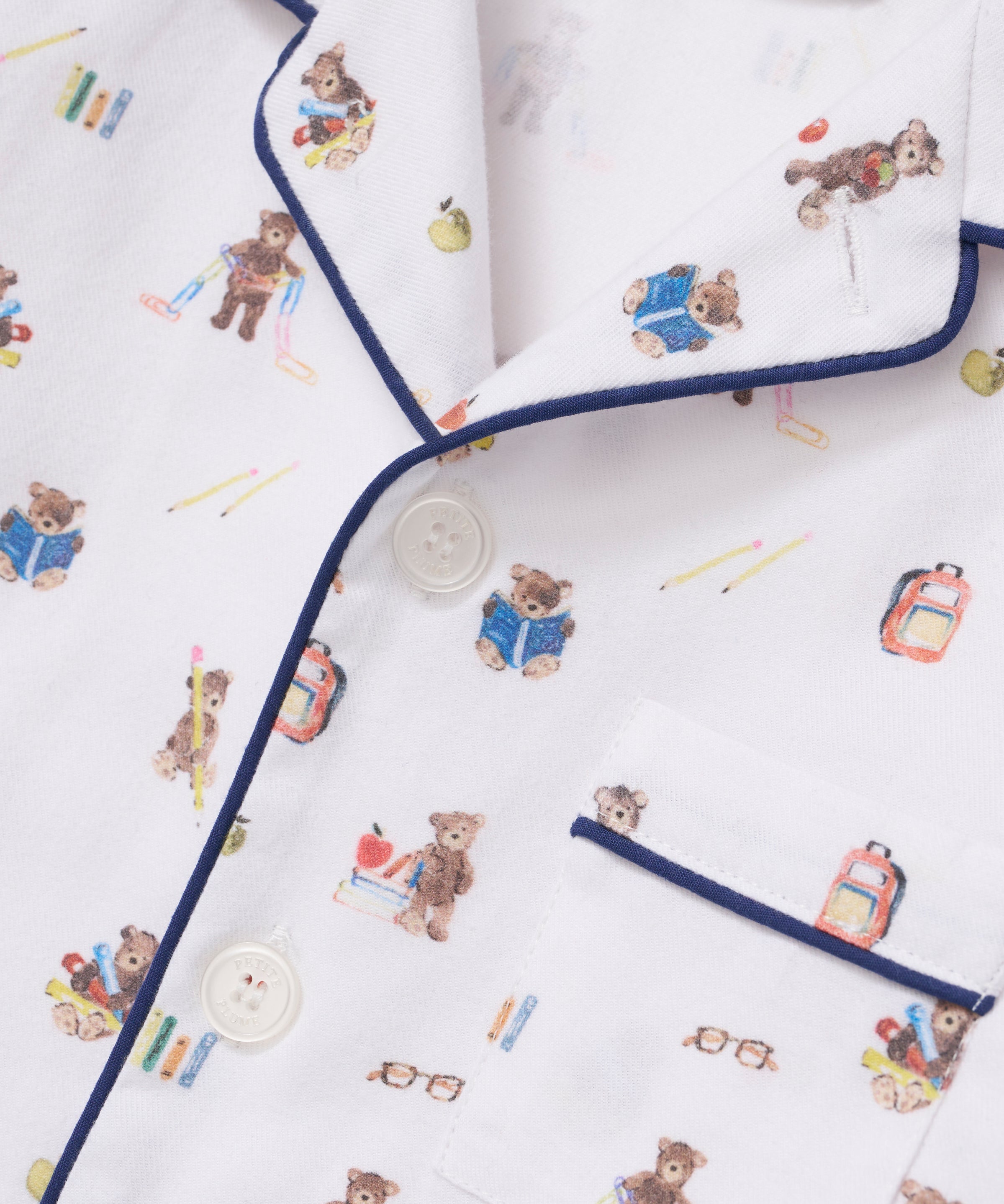 Petite Plume Teddy Goes To School Twill Short Set Pajamas