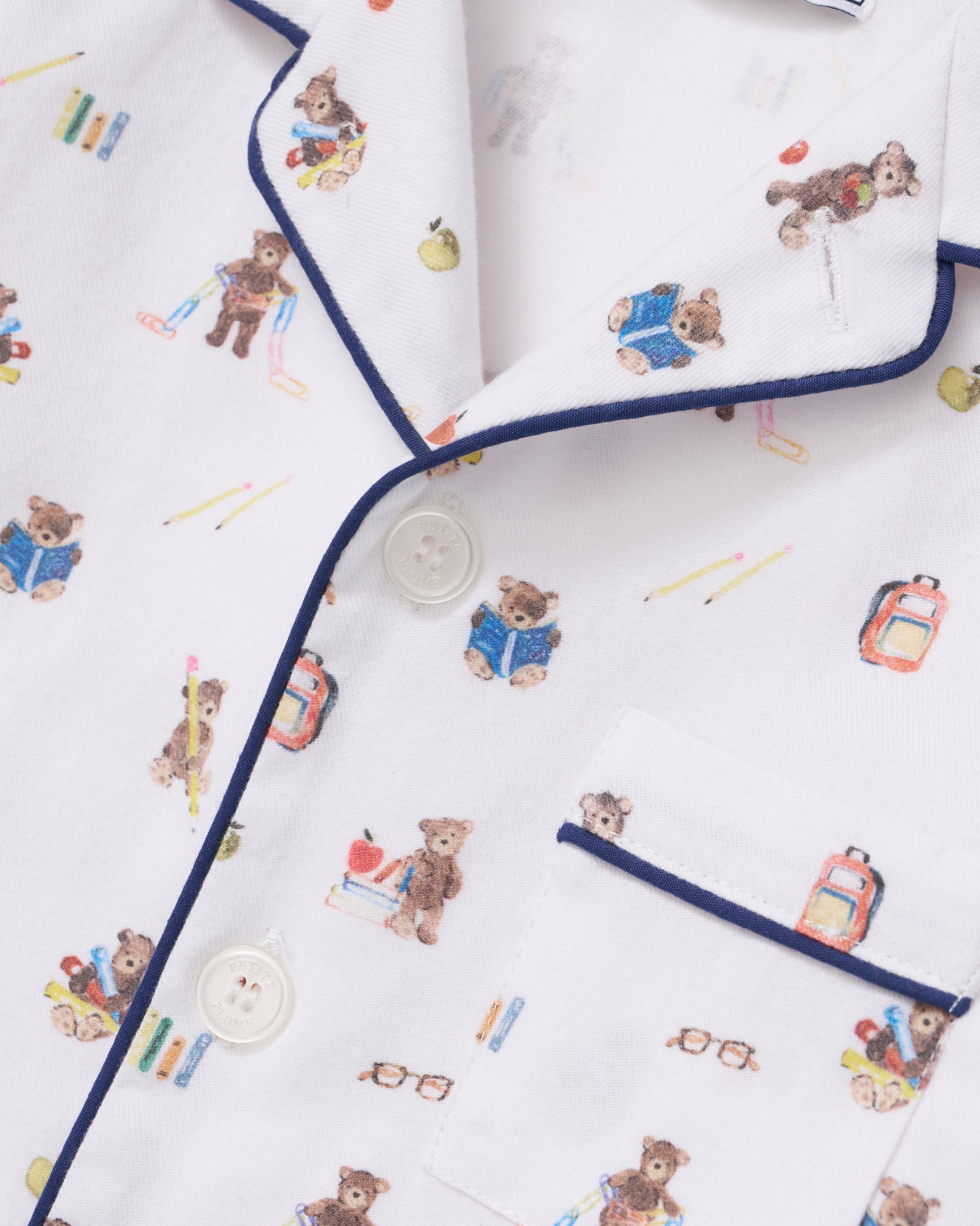 Petite Plume Teddy Goes To School Twill Short Set Pajamas