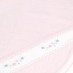 Nellapima Pink Herringbone Embroidered Receiving Blanket- Flowers