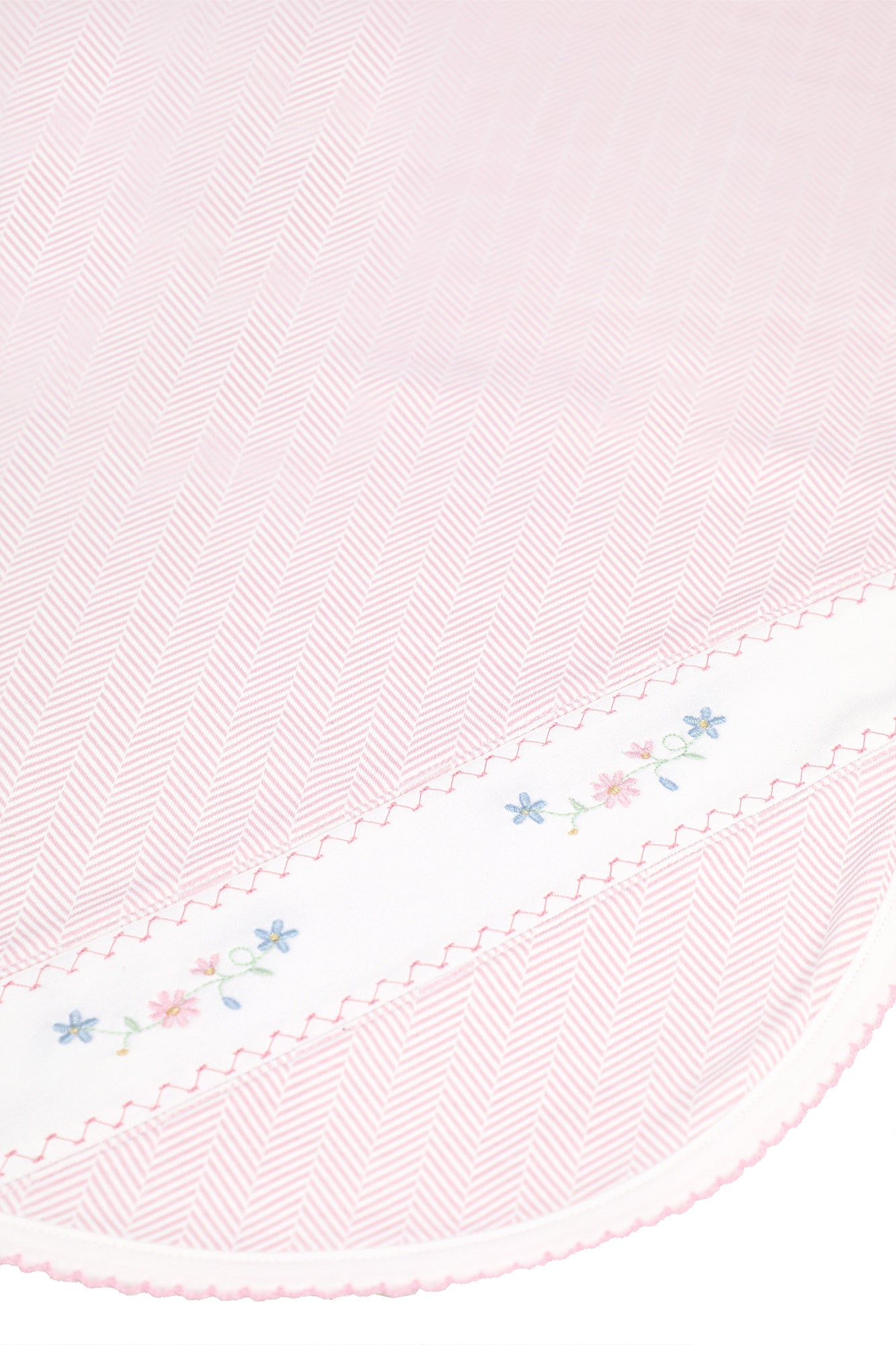 Nellapima Pink Herringbone Embroidered Receiving Blanket- Flowers