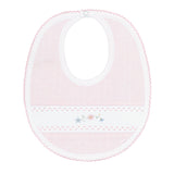 Nellapima Pink Herringbone Embroidered Bib- Flowers