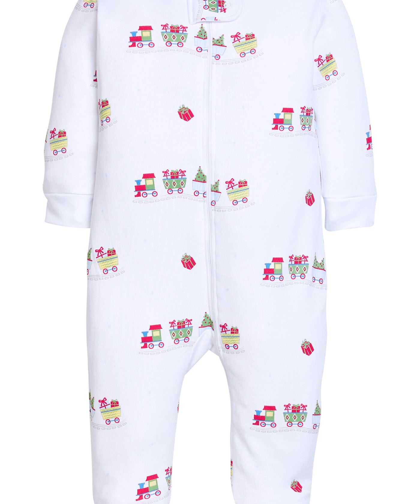 Little English Zipper Footie- Holiday Train