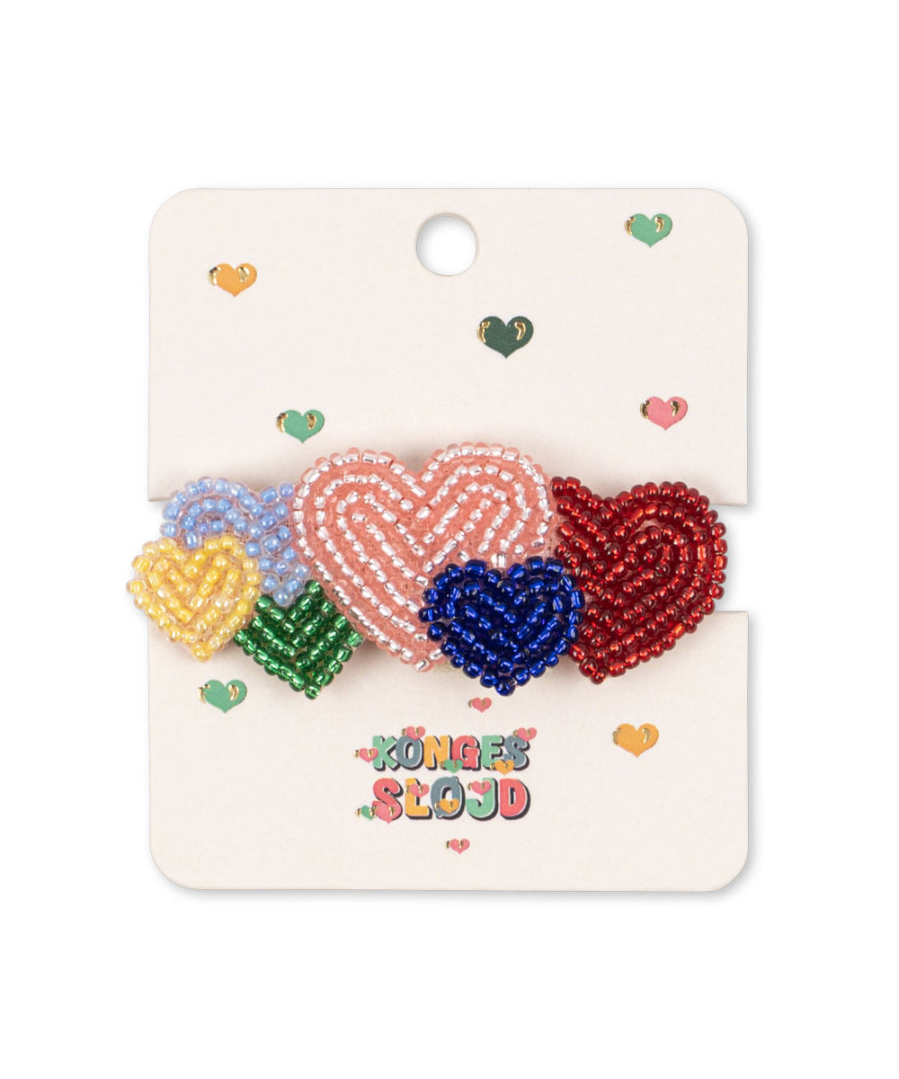 Konges Slojd Beaded Hair Clip- Coeur Colore