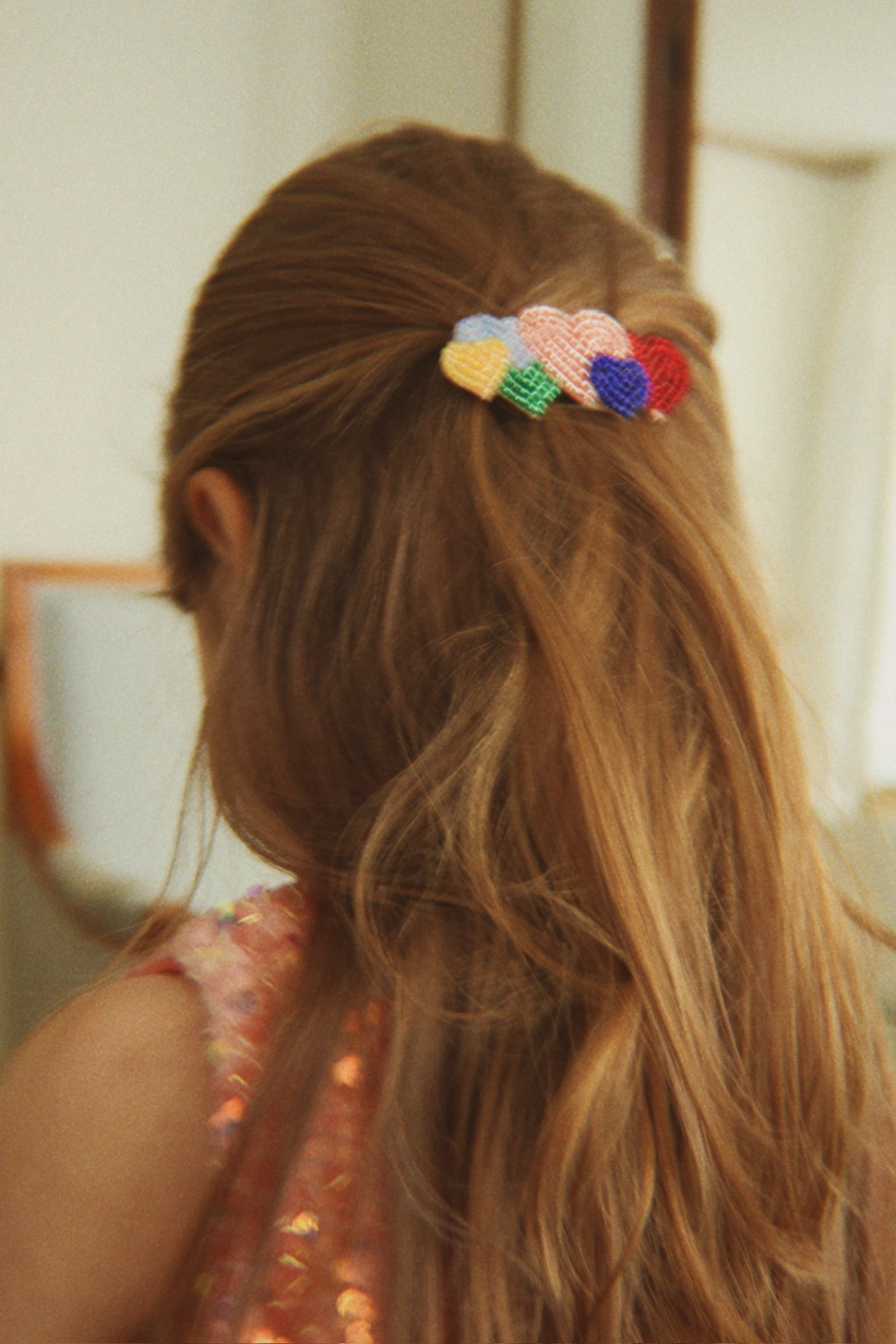 Konges Slojd Beaded Hair Clip- Coeur Colore
